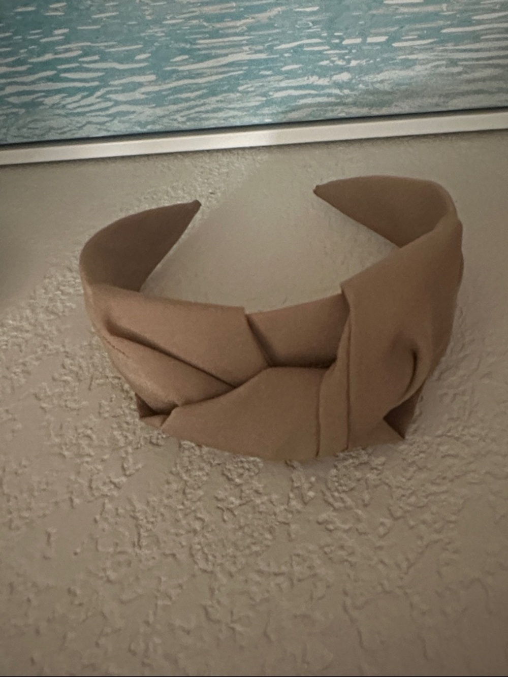 Knotted Wide Fabric Headband in Taupe - Picture 6 of 7